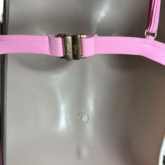 Kulani Kinis Ribbed Taffy Pink Cheeky V Style Bikini 2 Piece Set Swimsuit - Picture 5 of 10